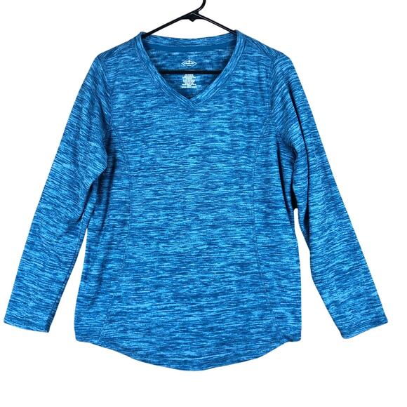 St Johns Bay Active Womens Sweater Blue V Neck Long Sleeve Lightweight Medium - Picture 1 of 12